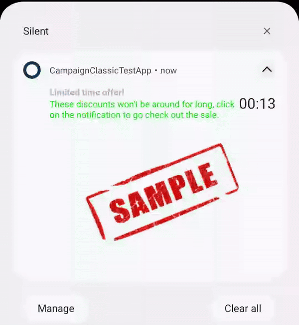 gif of sample android timer notification