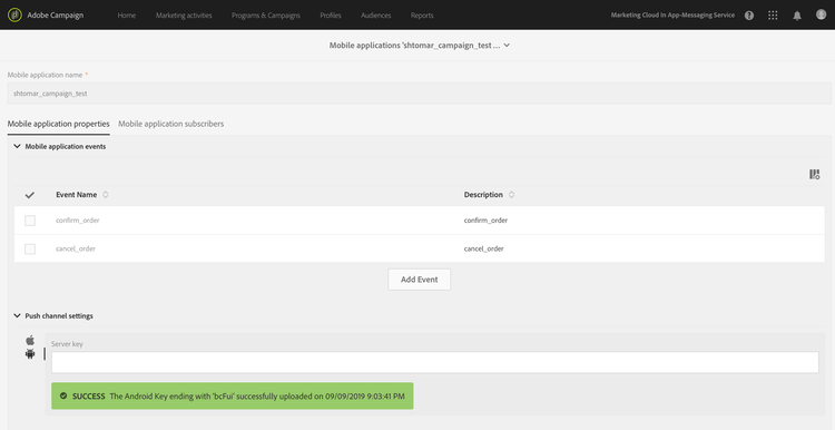 Server key configuration in Android