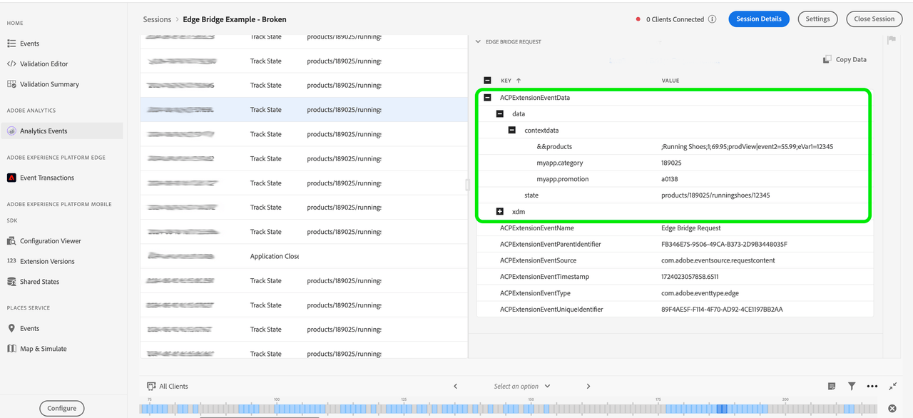 Edge Bridge event contains incorrect data format