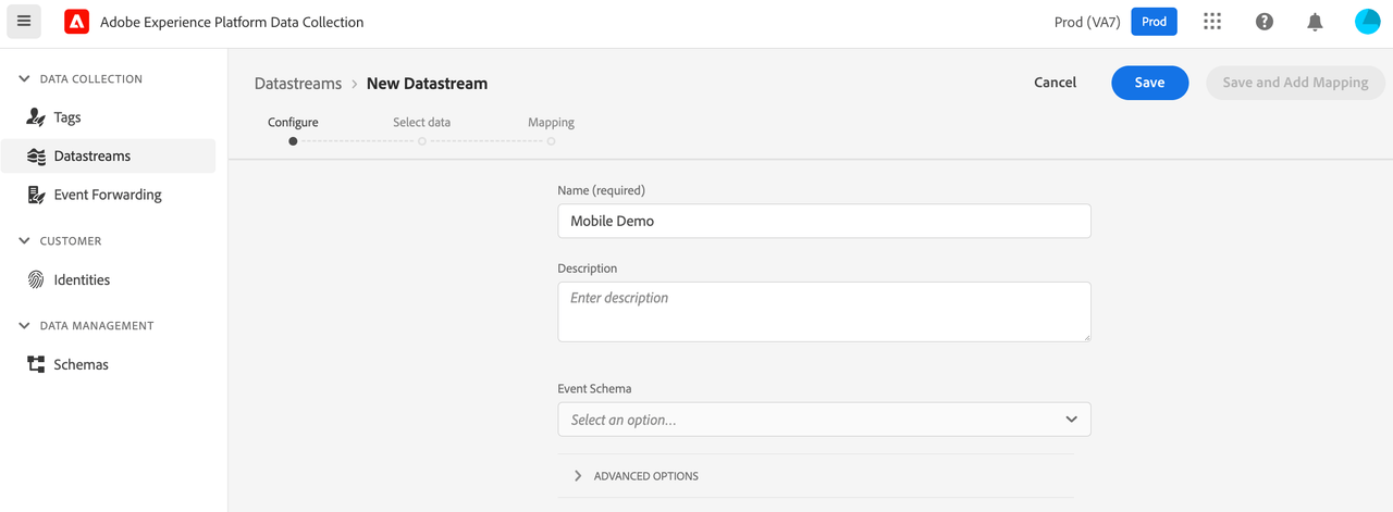 create datastream