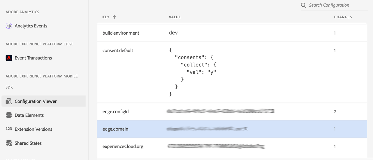 Configuration viewer in the Assurance interface