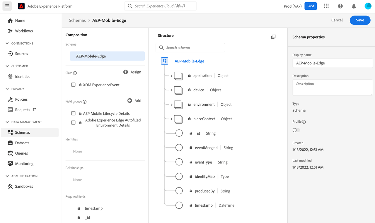 Schema creation in Adobe Experience Platform