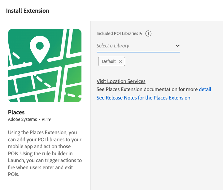 Places extension configuration