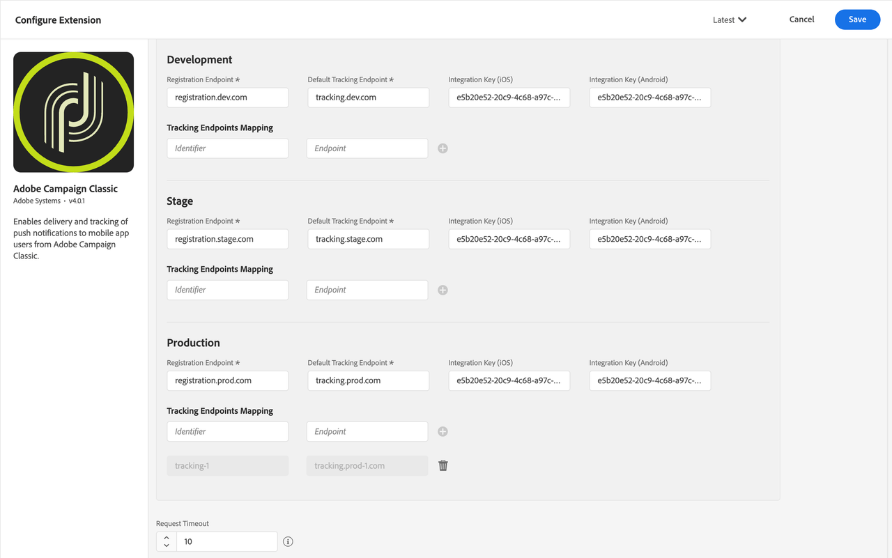 Configuring the Campaign Classic extension