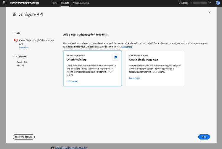 Choose user authentication