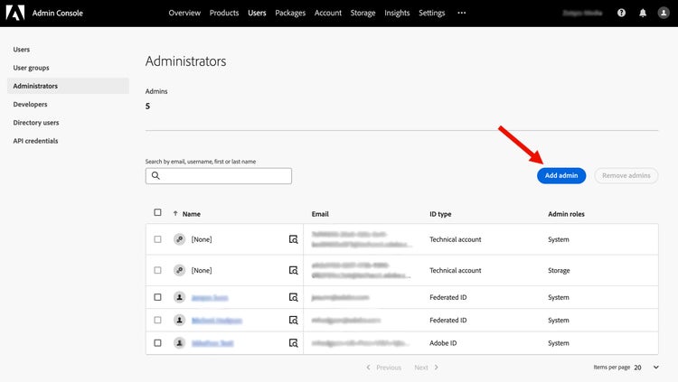 Add Admin option
