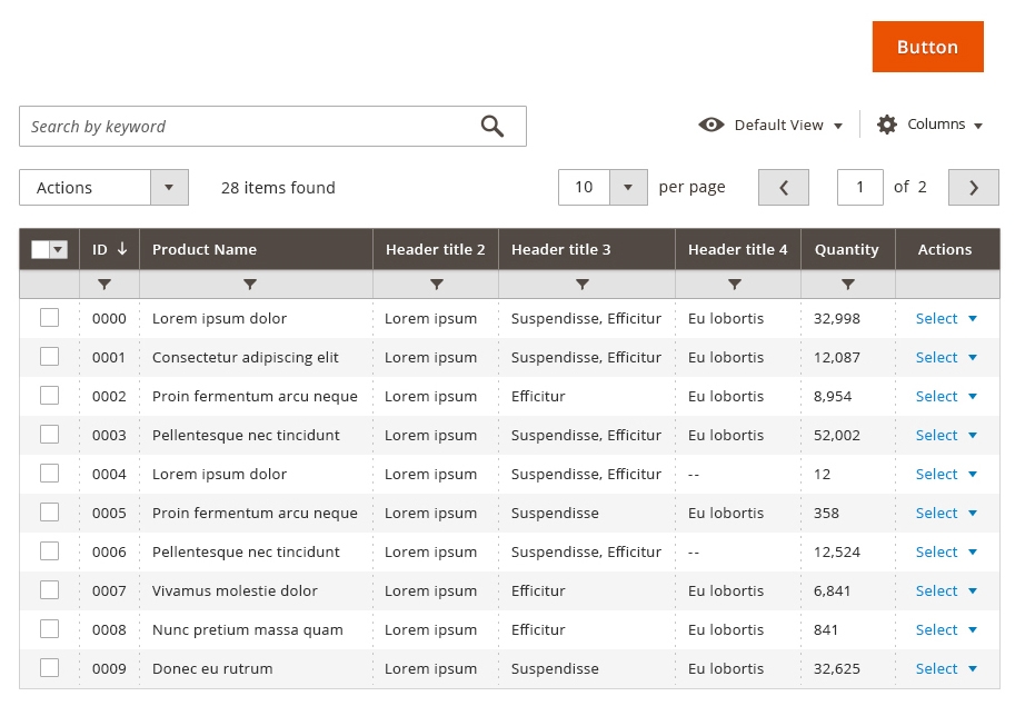 Data Table Commerce Admin Development