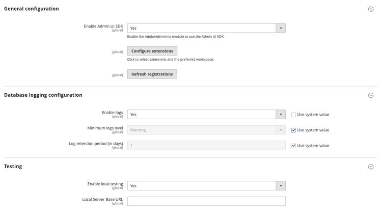 Admin UI SDK general configuration