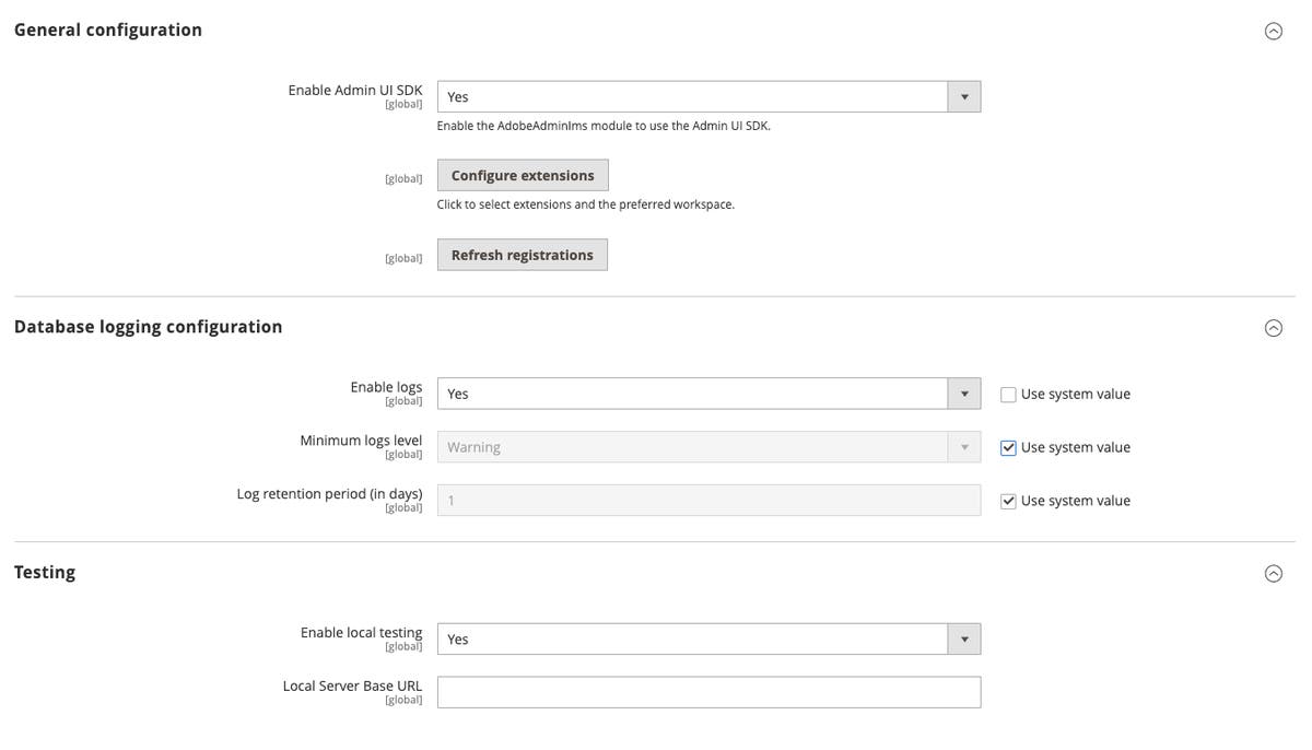 Admin configuration and testing