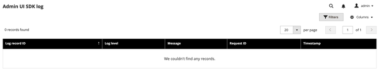 Admin UI SDK Logs screen
