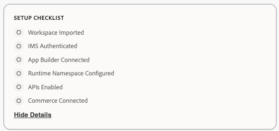 Setup Checklist on the Integrations tab