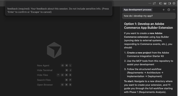 Cursor feedback command input field