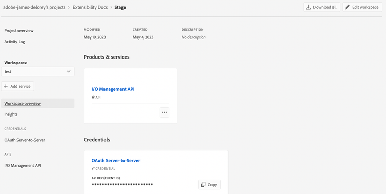 Download the workspace config