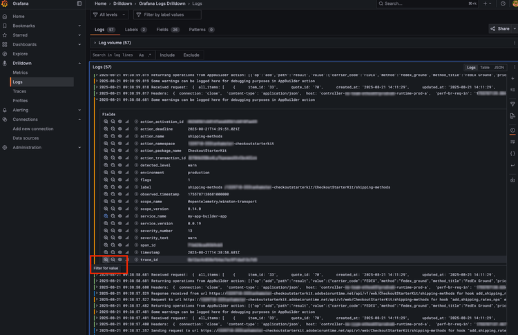 Grafana logs