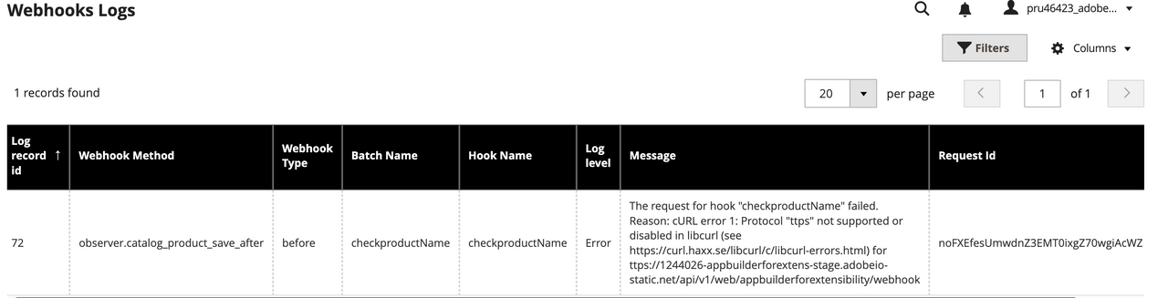 WebHook Logs