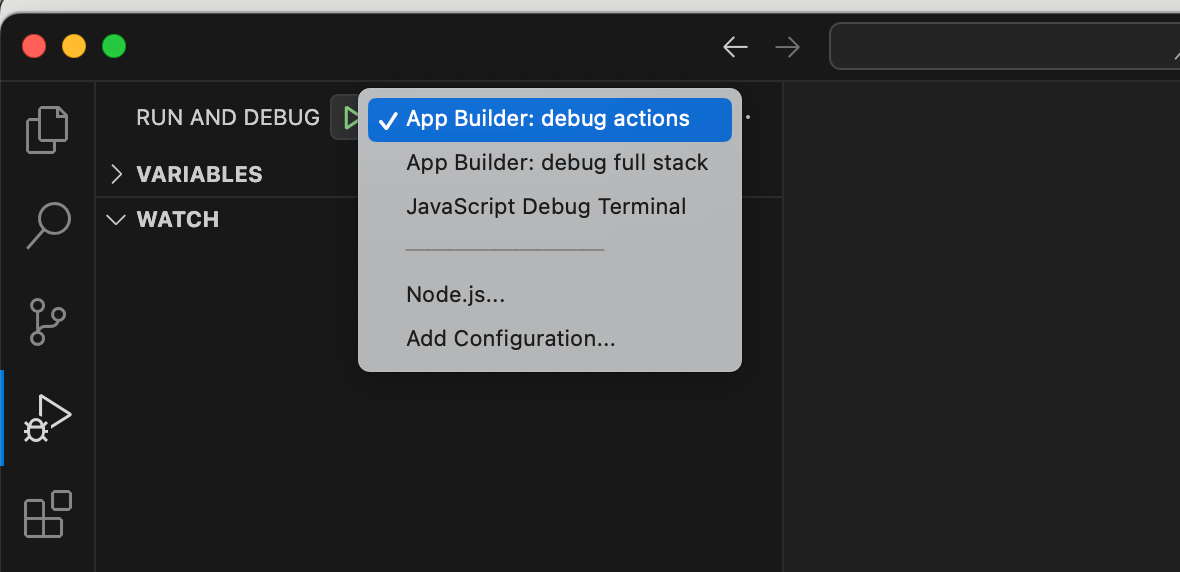 Debug Action in VS
