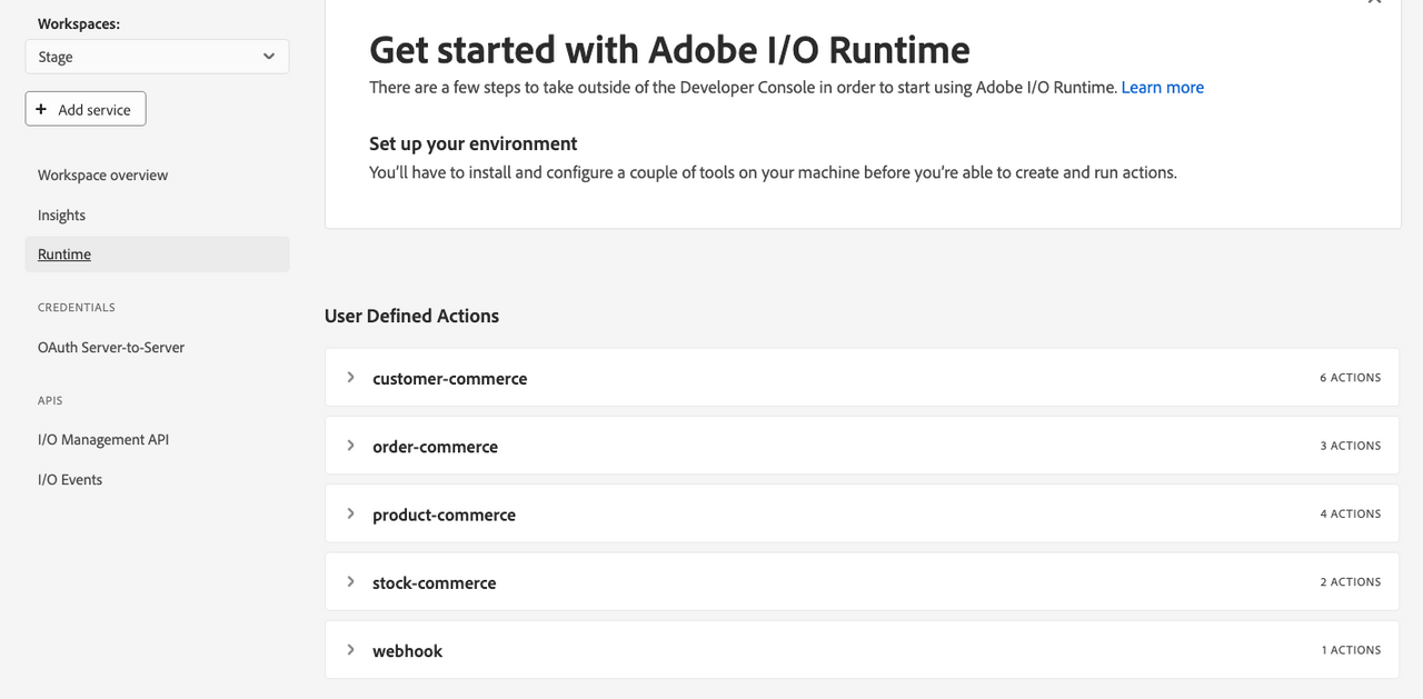 Adobe I/O Runtime actions