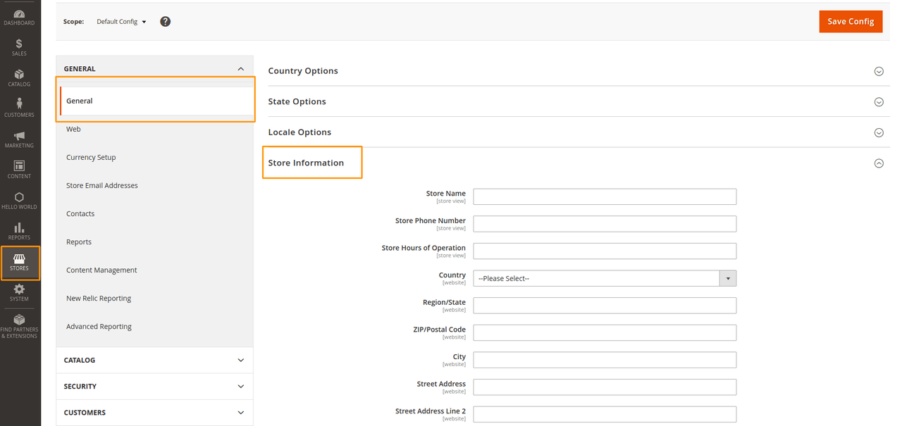 Set contact information in emails from Admin