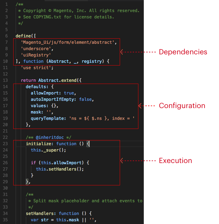 JavaScript class implementation of a UI component