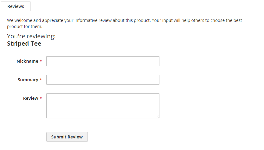 Review form with the new message added