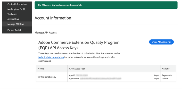 New API Access Key Added
