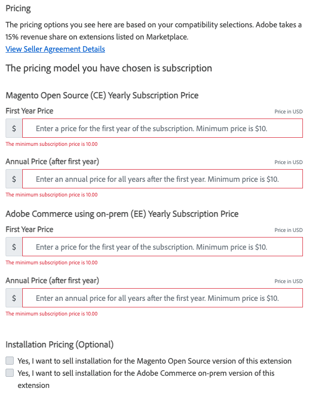 subscriptions pricing model