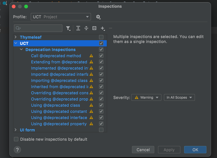 UCT inspections profile