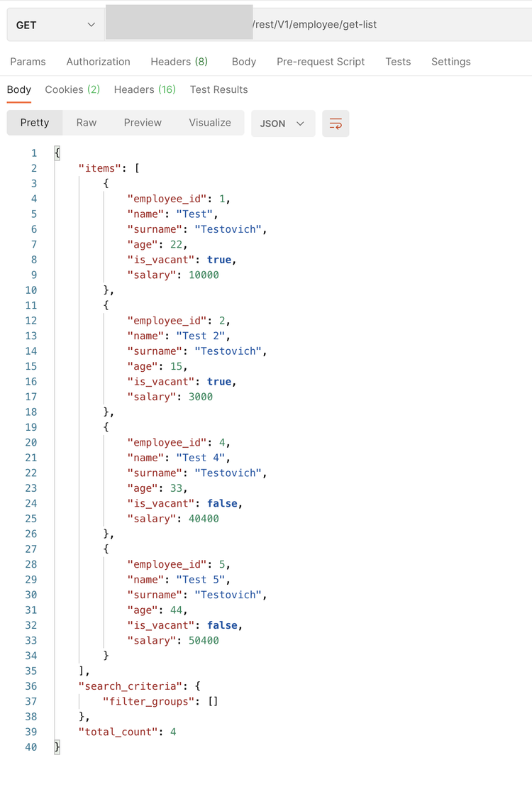Get list REST API call