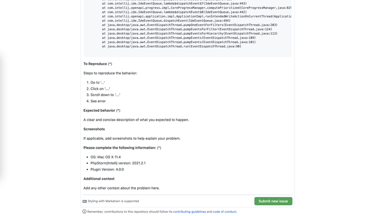 Issue description field