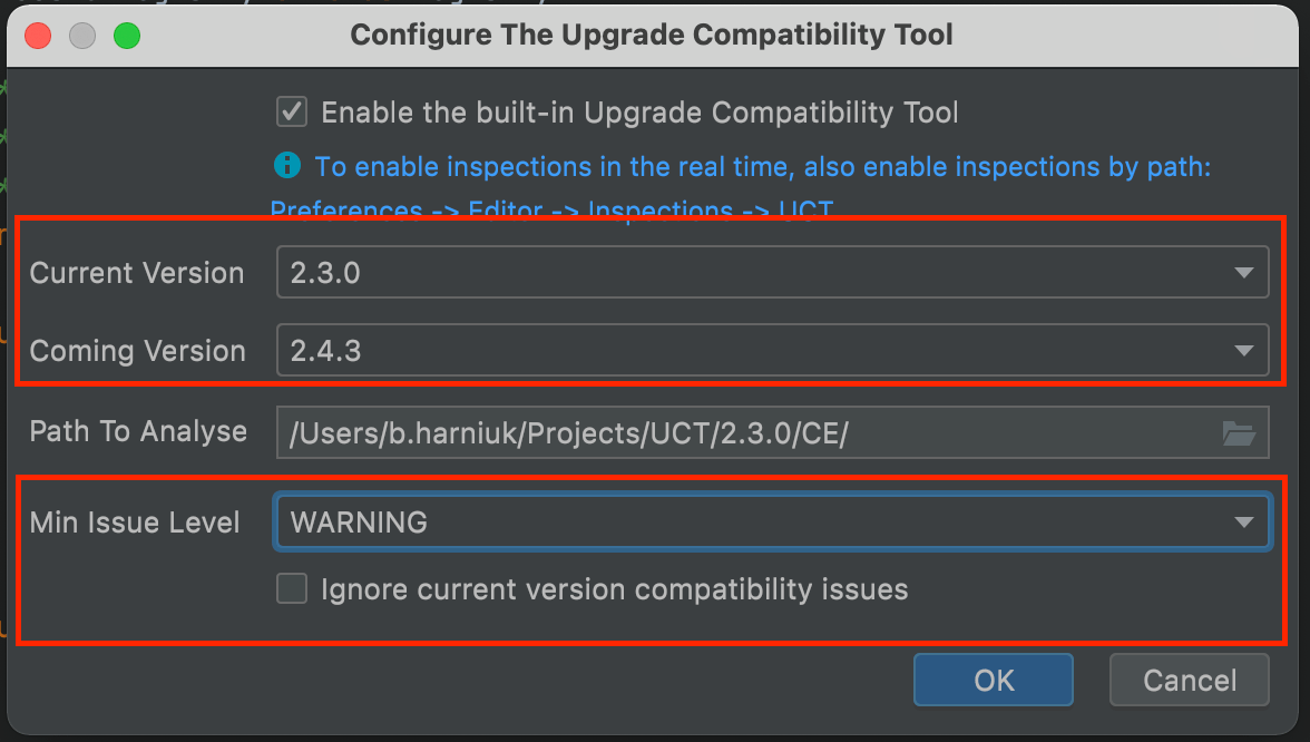 shared configurations for all inspection types