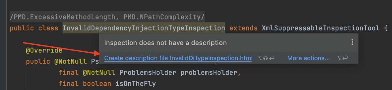 Create Inspection Description File Quick Fix
