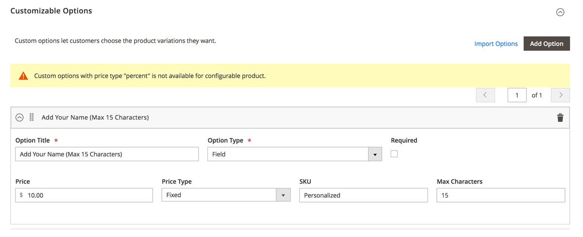 Step 5. Create the personalization option