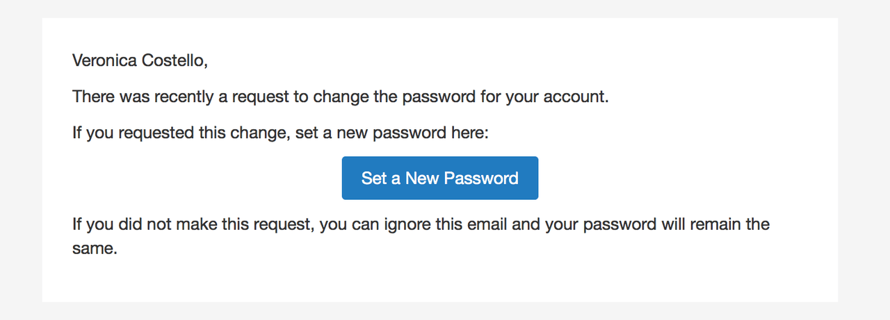 Reset password email