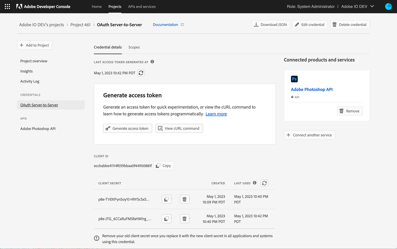 oauth server to server credential check client secret timestamps