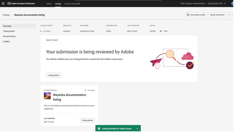 Submission confirmation