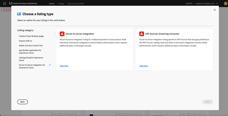 Choose a listing type