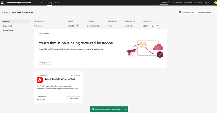 Submission confirmation