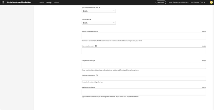 Listing details — Overview tab (continued)