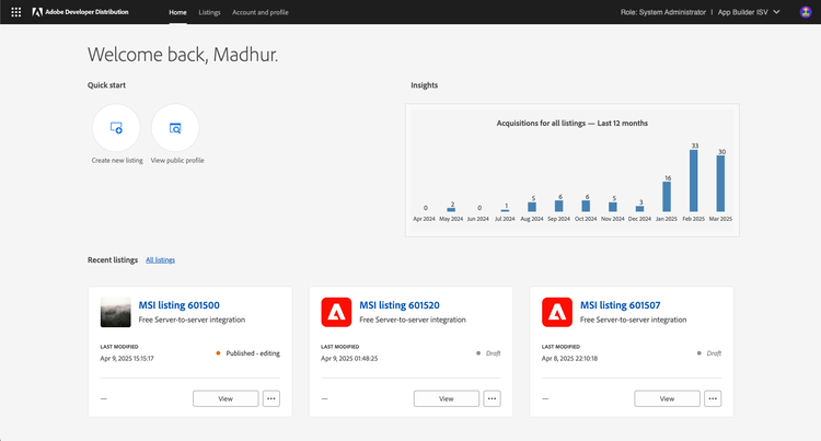 Developer Distribution Home page