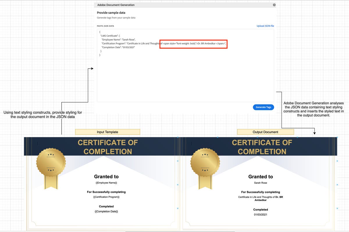 Styling And Formatting | Document Generation API | Adobe PDF Services