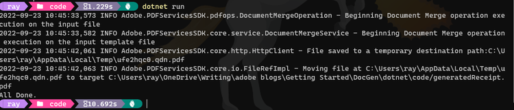 Example running at the command line