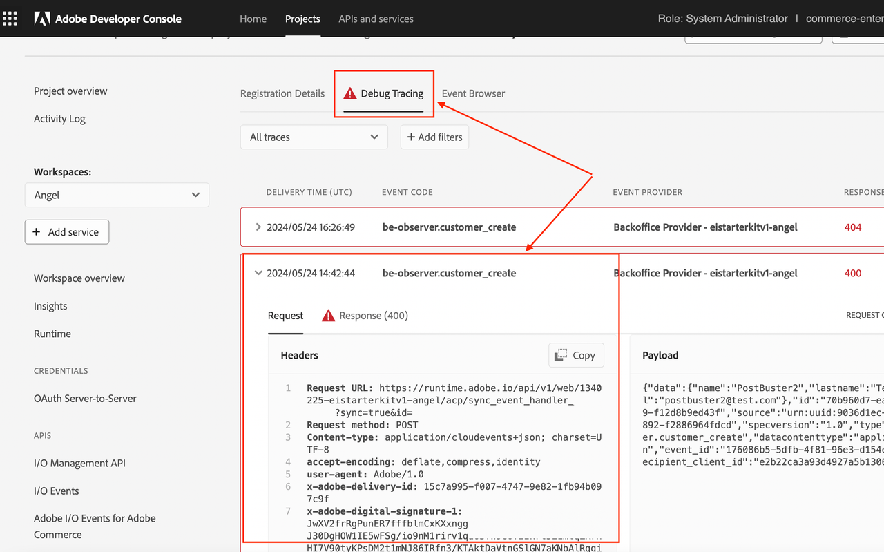 Runtime Webhook Request Headers not available to user action