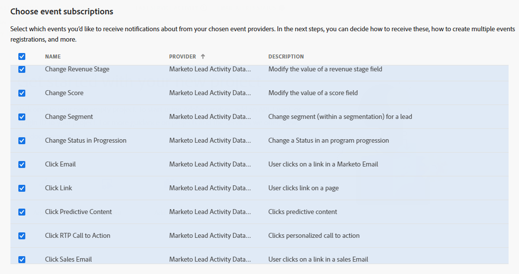 Event selection