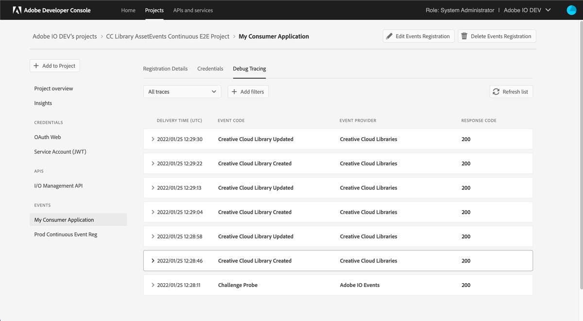 Tracing Adobe I/O Events