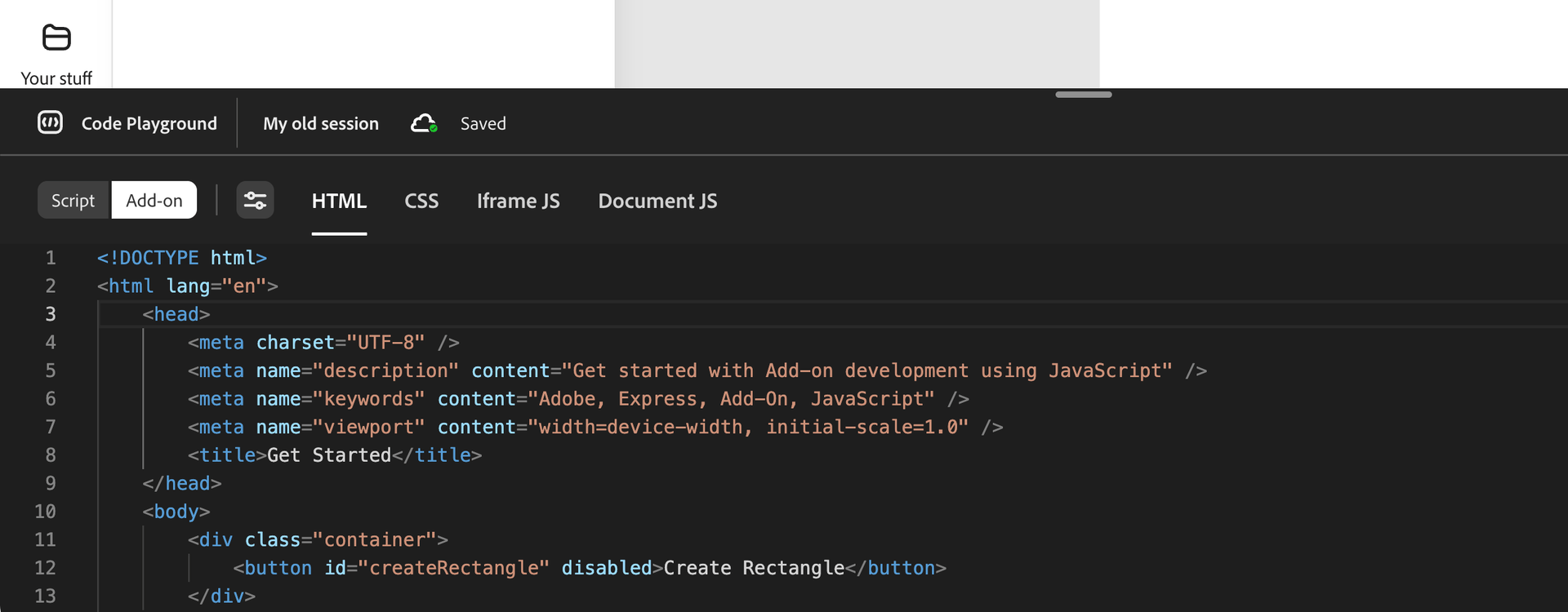 Code Playground Rename Session