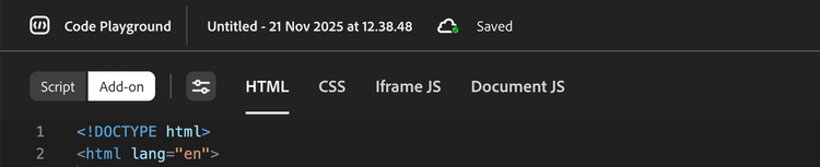 Code Playground Saved Session