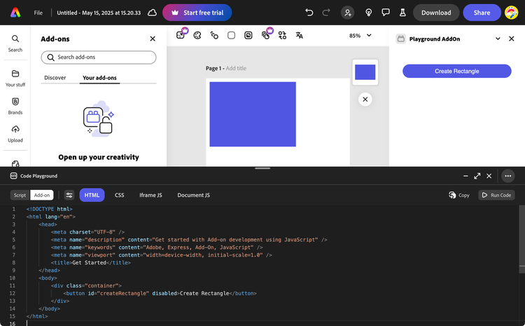 Code Playground Add-on