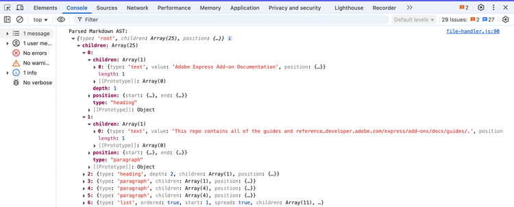 Markdown Parser with console AST output