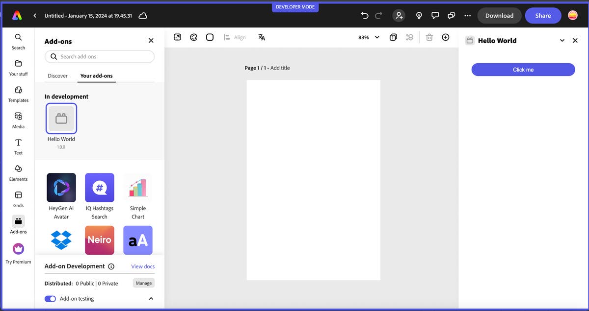 Lesson 1 - Use Spectrum Web Components in a basic JavaScript add-on