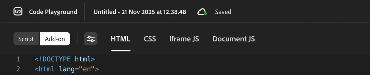Code Playground Saved Session